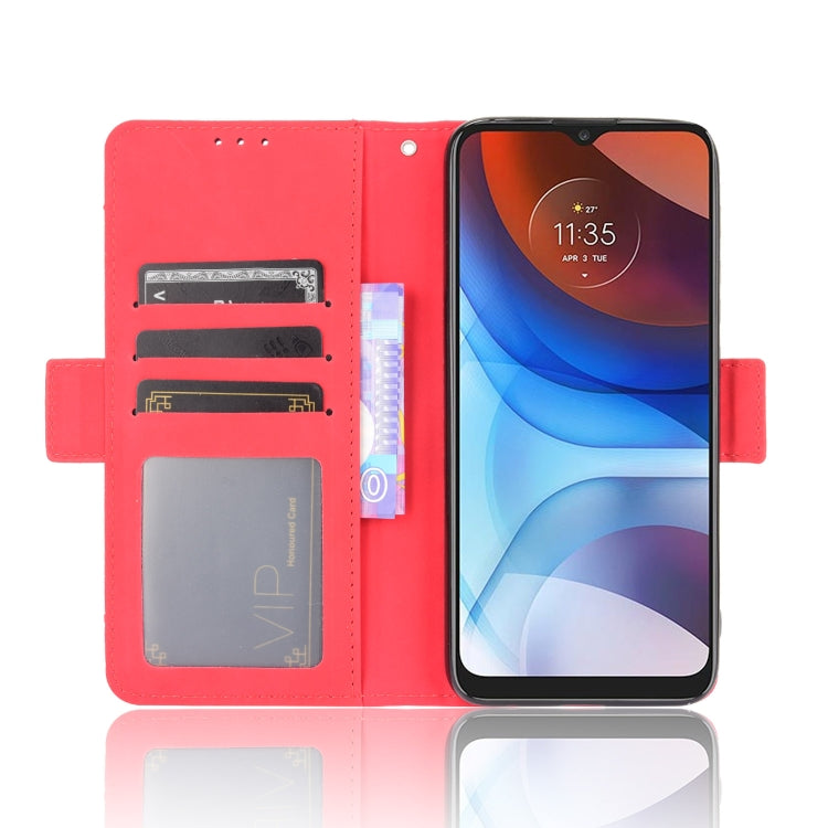 For Motorola Moto E7 Power Skin Feel Calf Pattern Horizontal Flip Leather Case with Holder & Card Slots & Photo Frame(Red) - Motorola Cases by buy2fix | Online Shopping UK | buy2fix