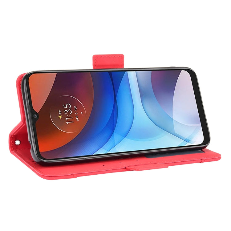 For Motorola Moto E7 Power Skin Feel Calf Pattern Horizontal Flip Leather Case with Holder & Card Slots & Photo Frame(Red) - Motorola Cases by buy2fix | Online Shopping UK | buy2fix