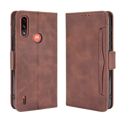 For Motorola Moto E7 Power Skin Feel Calf Pattern Horizontal Flip Leather Case with Holder & Card Slots & Photo Frame(Brown) - Motorola Cases by buy2fix | Online Shopping UK | buy2fix