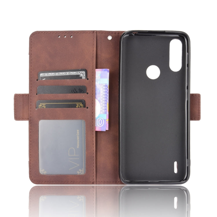 For Motorola Moto E7 Power Skin Feel Calf Pattern Horizontal Flip Leather Case with Holder & Card Slots & Photo Frame(Brown) - Motorola Cases by buy2fix | Online Shopping UK | buy2fix