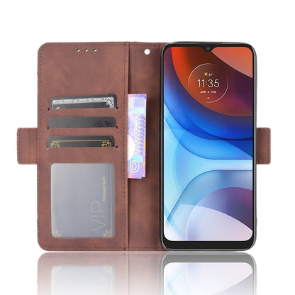 For Motorola Moto E7 Power Skin Feel Calf Pattern Horizontal Flip Leather Case with Holder & Card Slots & Photo Frame(Brown) - Motorola Cases by buy2fix | Online Shopping UK | buy2fix