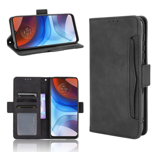 For Motorola Moto E7 Power Skin Feel Calf Pattern Horizontal Flip Leather Case with Holder & Card Slots & Photo Frame(Black) - Motorola Cases by buy2fix | Online Shopping UK | buy2fix