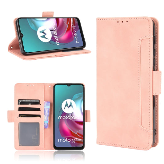 For Motorola Moto G30 Skin Feel Calf Pattern Horizontal Flip Leather Case with Holder & Card Slots & Photo Frame(Pink) - Motorola Cases by buy2fix | Online Shopping UK | buy2fix