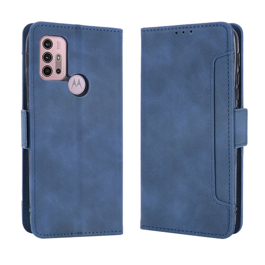 For Motorola Moto G30 Skin Feel Calf Pattern Horizontal Flip Leather Case with Holder & Card Slots & Photo Frame(Blue) - Motorola Cases by buy2fix | Online Shopping UK | buy2fix