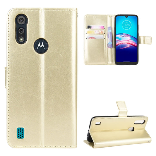 For Motorola Moto E6i Retro Crazy Horse Texture Horizontal Flip Leather Case with Holder & Card Slots & Lanyard(Gold) - Motorola Cases by buy2fix | Online Shopping UK | buy2fix