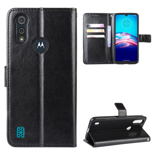 For Motorola Moto E6i Retro Crazy Horse Texture Horizontal Flip Leather Case with Holder & Card Slots & Lanyard(Black) - Motorola Cases by buy2fix | Online Shopping UK | buy2fix