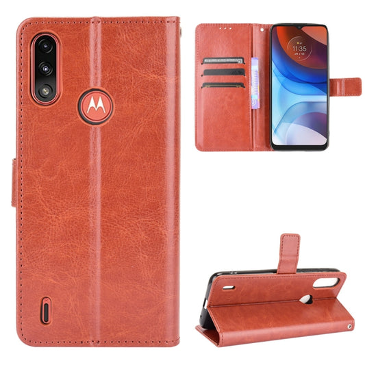For Motorola Moto E7 Power Retro Crazy Horse Texture Horizontal Flip Leather Case with Holder & Card Slots & Lanyard(Brown) - Motorola Cases by buy2fix | Online Shopping UK | buy2fix