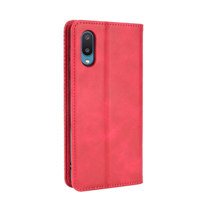 For Samsung Galaxy A02 / M02 Magnetic Buckle Retro Crazy Horse Texture Horizontal Flip Leather Case with Holder & Card Slots & Photo Frame(Red) by buy2fix