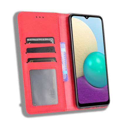 For Samsung Galaxy A02 / M02 Magnetic Buckle Retro Crazy Horse Texture Horizontal Flip Leather Case with Holder & Card Slots & Photo Frame(Red) by buy2fix