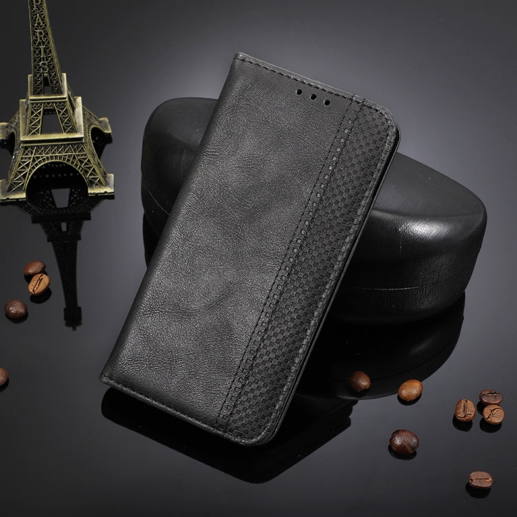 For OnePlus 9 Pro Magnetic Buckle Retro Crazy Horse Texture Horizontal Flip Leather Case with Holder & Card Slots & Photo Frame(Black) - OnePlus Cases by buy2fix | Online Shopping UK | buy2fix