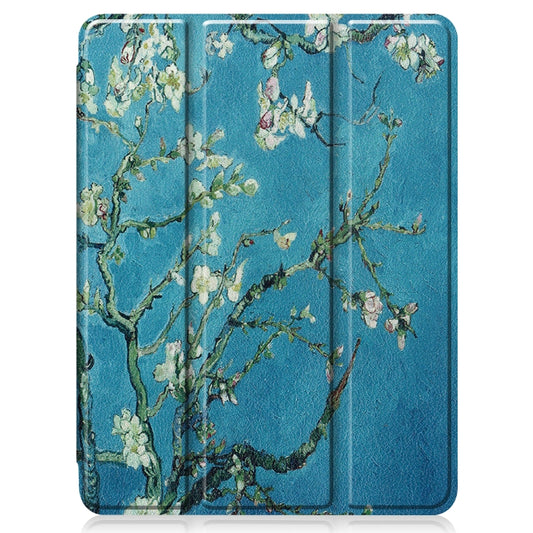 For iPad Pro 11 2022 / 2021 Colored Drawing Horizontal Flip TPU + PU Leather Tablet Case with Three-folding Holder & Sleep / Wake-up Function & Pen Slot(Apricot Flower) by buy2fix