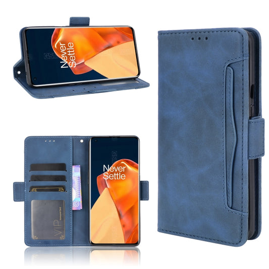 For OnePlus 9 Pro Skin Feel Calf Pattern Horizontal Flip Leather Case with Holder & Card Slots & Photo Frame(Blue) - OnePlus Cases by buy2fix | Online Shopping UK | buy2fix