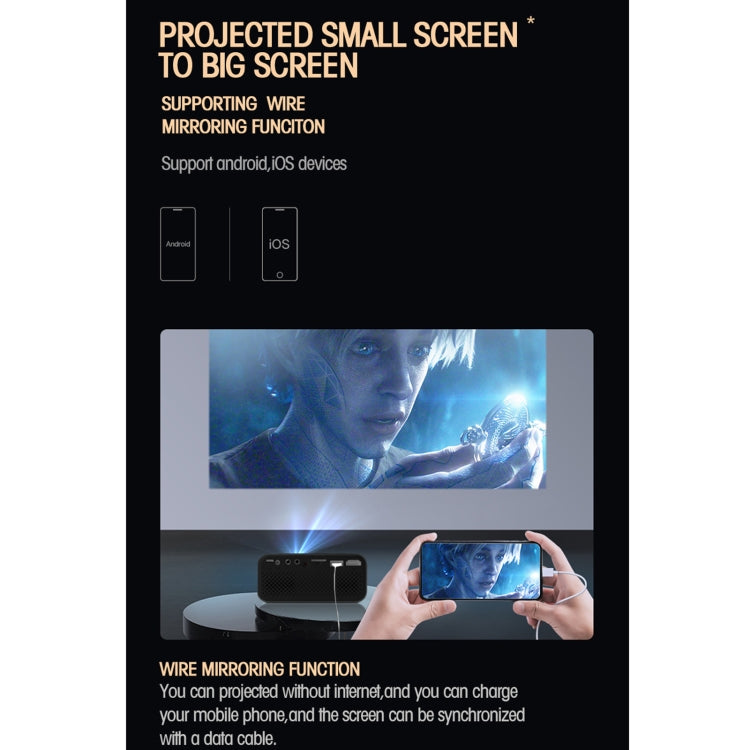 T500 1920x1080P 80 Lumens Portable Mini Home Theater LED HD Digital Projector With Remote Control & Adaptor(Yellow) - LED Projector by buy2fix | Online Shopping UK | buy2fix