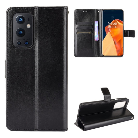 For OnePlus 9 Pro Retro Crazy Horse Texture Horizontal Flip Leather Case with Holder & Card Slots & Lanyard(Black) - OnePlus Cases by buy2fix | Online Shopping UK | buy2fix