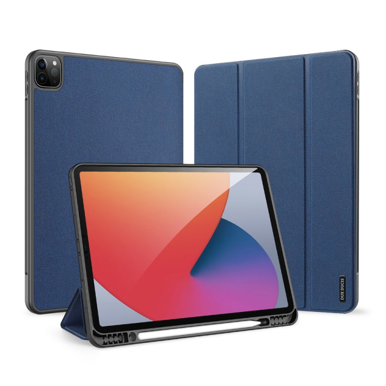 For iPad Pro 12.9 2022 / 2021 / 2020 DUX DUCIS Domo Series Horizontal Flip Magnetic TPU + PU Leather Tablet Case with Three-folding Holder & Pen Slot & Sleep / Wake-up Function(Blue) - iPad Pro 12.9 (2022/2021) Cases by DUX DUCIS | Online Shopping UK | buy2fix