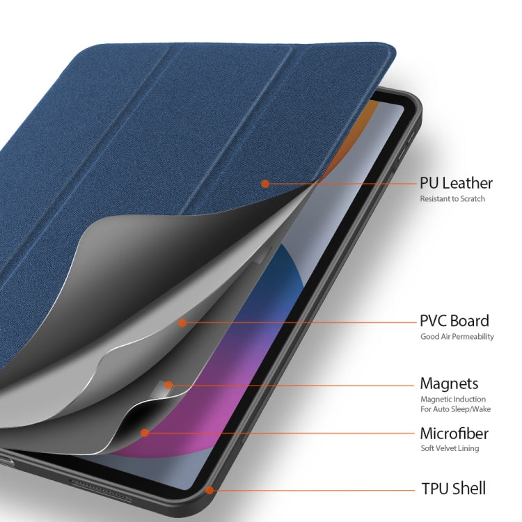 For iPad Pro 12.9 2022 / 2021 / 2020 DUX DUCIS Domo Series Horizontal Flip Magnetic TPU + PU Leather Tablet Case with Three-folding Holder & Pen Slot & Sleep / Wake-up Function(Blue) - iPad Pro 12.9 (2022/2021) Cases by DUX DUCIS | Online Shopping UK | buy2fix