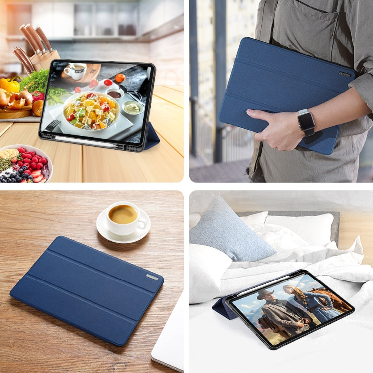 For iPad Pro 12.9 2022 / 2021 / 2020 DUX DUCIS Domo Series Horizontal Flip Magnetic TPU + PU Leather Tablet Case with Three-folding Holder & Pen Slot & Sleep / Wake-up Function(Blue) - iPad Pro 12.9 (2022/2021) Cases by DUX DUCIS | Online Shopping UK | buy2fix