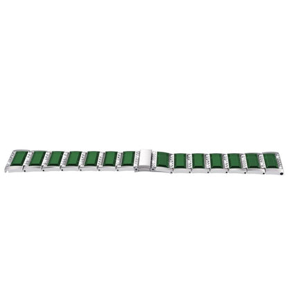 For Samsung Galaxy Watch 42mm Stainless Steel Diamond Encrusted Watch Band(Silver+Green) - Watch Bands by buy2fix | Online Shopping UK | buy2fix