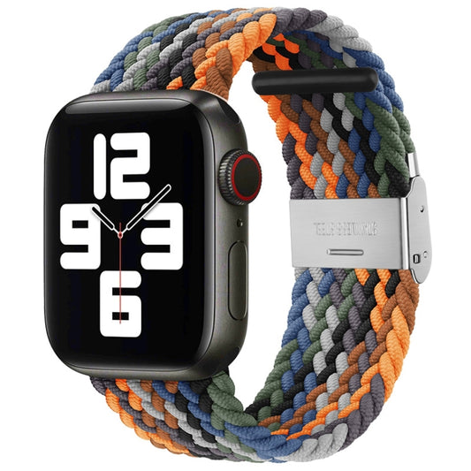 Braided + Stainless Steel Watch Band For Apple Watch Series 9&8&7 41mm / SE 3&SE 2&6&SE&5&4 40mm / 3&2&1 38mm(Camouflage Colorful) by buy2fix