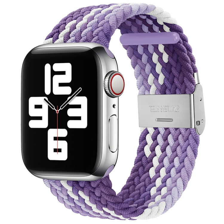 Braided + Stainless Steel Watch Band For Apple Watch Series 9&8&7 41mm / SE 3&SE 2&6&SE&5&4 40mm / 3&2&1 38mm(Grape Purple) by buy2fix