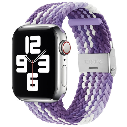 Braided + Stainless Steel Watch Band For Apple Watch Series 9&8&7 41mm / SE 3&SE 2&6&SE&5&4 40mm / 3&2&1 38mm(Grape Purple) by buy2fix