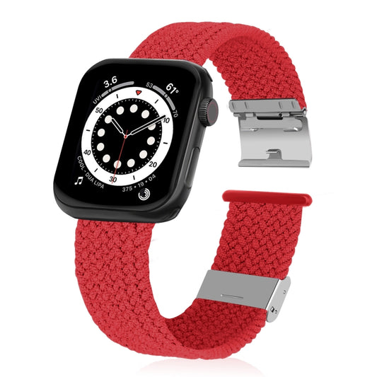 Braided + Stainless Steel Watch Band For Apple Watch Series 7 41mm / 6 & SE & 5 & 4 40mm / 3 & 2 & 1 38mm(Red) by buy2fix