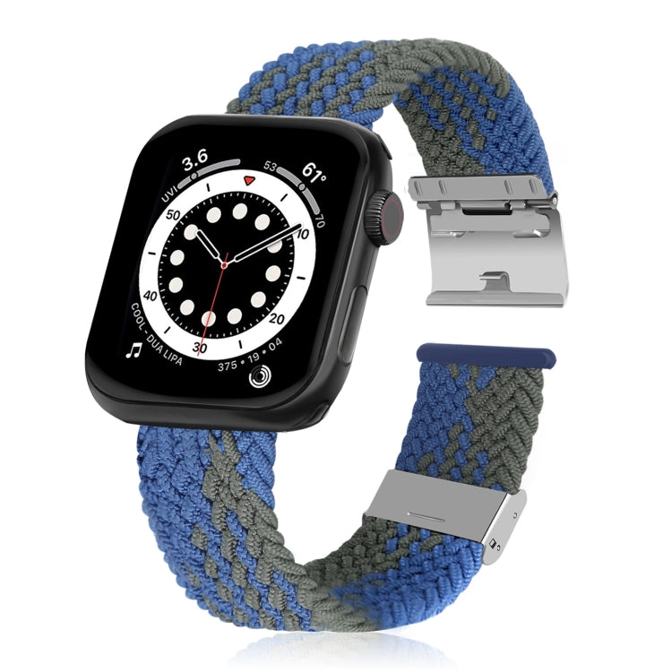 Braided + Stainless Steel Watch Band For Apple Watch Series 9&8&7 41mm / SE 3&SE 2&6&SE&5&4 40mm / 3&2&1 38mm(Blue Green) by buy2fix