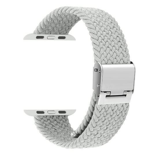Braided + Stainless Steel Watch Band For Apple Watch Series 7 41mm / 6 & SE & 5 & 4 40mm / 3 & 2 & 1 38mm(White) by buy2fix