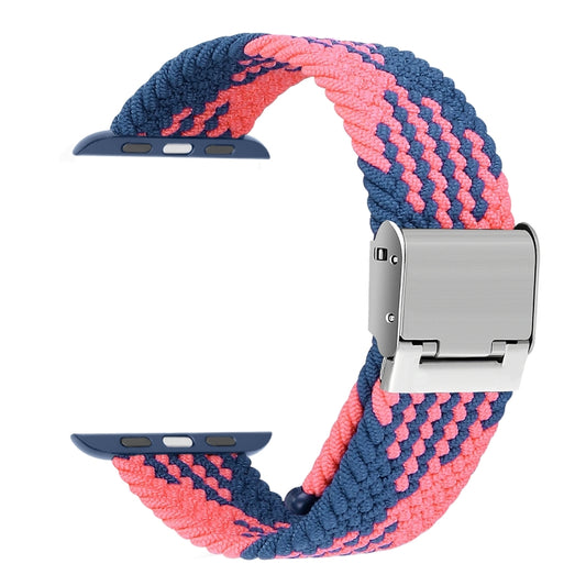 Braided + Stainless Steel Watch Band For Apple Watch Series 9&8&7 41mm / SE 3&SE 2&6&SE&5&4 40mm / 3&2&1 38mm(Blue Pink) by buy2fix