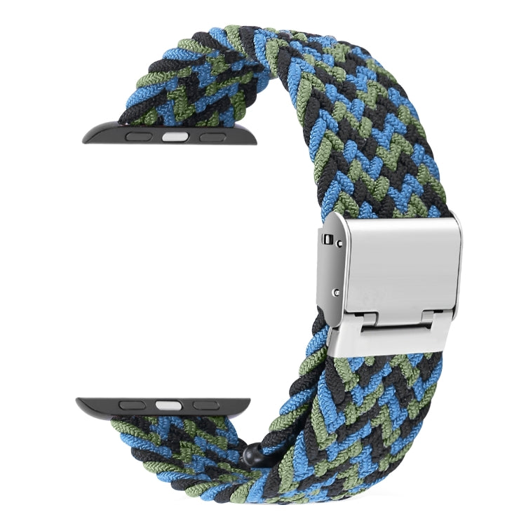 Braided + Stainless Steel Watch Band For Apple Watch Series 9&8&7 41mm / SE 3&SE 2&6&SE&5&4 40mm / 3&2&1 38mm(Black Blue Green) by buy2fix