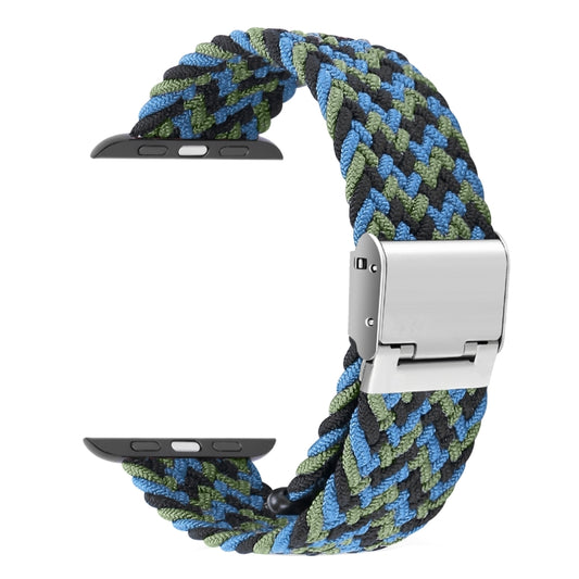 Braided + Stainless Steel Watch Band For Apple Watch Series 9&8&7 41mm / SE 3&SE 2&6&SE&5&4 40mm / 3&2&1 38mm(Black Blue Green) by buy2fix