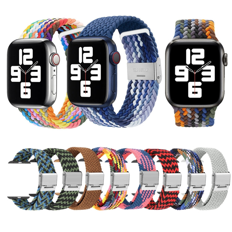 Braided + Stainless Steel Watch Band For Apple Watch Series 9&8&7 41mm / SE 3&SE 2&6&SE&5&4 40mm / 3&2&1 38mm(Z Pattern Pink White) by buy2fix