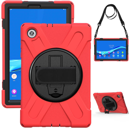 For Lenovo Tab M10 HD 2nd Gen TB-X306X Shockproof Colorful Silicone + PC Protective Case with Holder & Hand Grip Strap & Shoulder Strap(Red) - Lenovo by buy2fix | Online Shopping UK | buy2fix