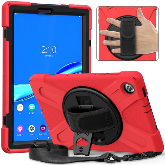 For Lenovo Tab M10 HD 2nd Gen TB-X306X Shockproof Colorful Silicone + PC Protective Case with Holder & Hand Grip Strap & Shoulder Strap(Red) - Lenovo by buy2fix | Online Shopping UK | buy2fix