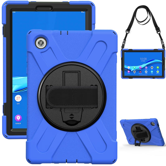 For Lenovo Tab M10 HD 2nd Gen TB-X306X Shockproof Colorful Silicone + PC Protective Case with Holder & Hand Grip Strap & Shoulder Strap(Blue) - Lenovo by buy2fix | Online Shopping UK | buy2fix