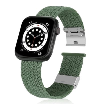 Braided + Stainless Steel Watch Band For Apple Watch Series 7 45mm / 6 & SE & 5 & 4 44mm / 3 & 2 & 1 42mm(Olive Green) by buy2fix