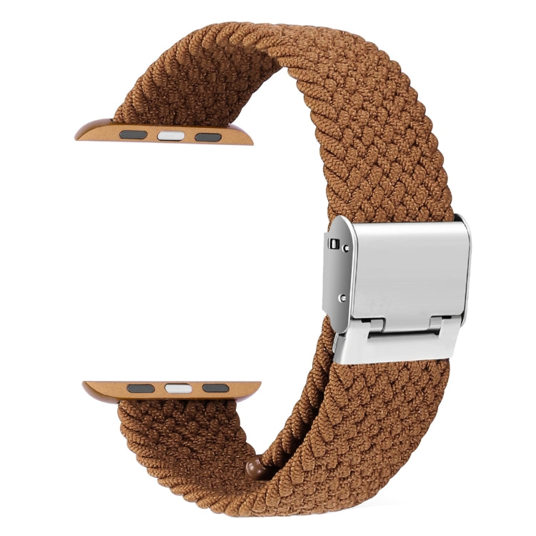 Braided + Stainless Steel Watch Band For Apple Watch Ultra 49mm&Watch Ultra 2 49mm / Series 9&8&7 45mm / SE 3&SE 2&6&SE&5&4 44mm / 3&2&1 42mm(Brown Yellow) by buy2fix