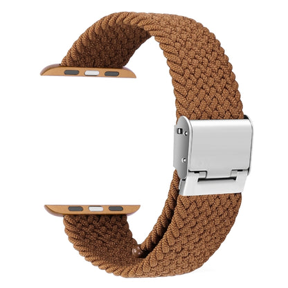 Braided + Stainless Steel Watch Band For Apple Watch Ultra 49mm&Watch Ultra 2 49mm / Series 9&8&7 45mm / SE 3&SE 2&6&SE&5&4 44mm / 3&2&1 42mm(Brown Yellow) by buy2fix