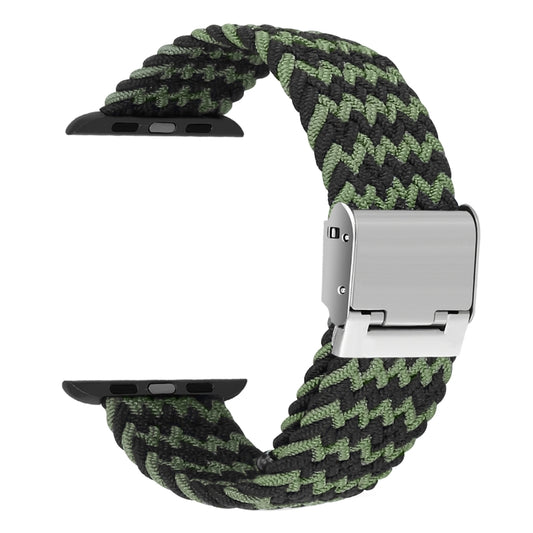 Braided + Stainless Steel Watch Band For Apple Watch Ultra 49mm&Watch Ultra 2 49mm / Series 9&8&7 45mm / SE 3&SE 2&6&SE&5&4 44mm / 3&2&1 42mm(Black Green) by buy2fix