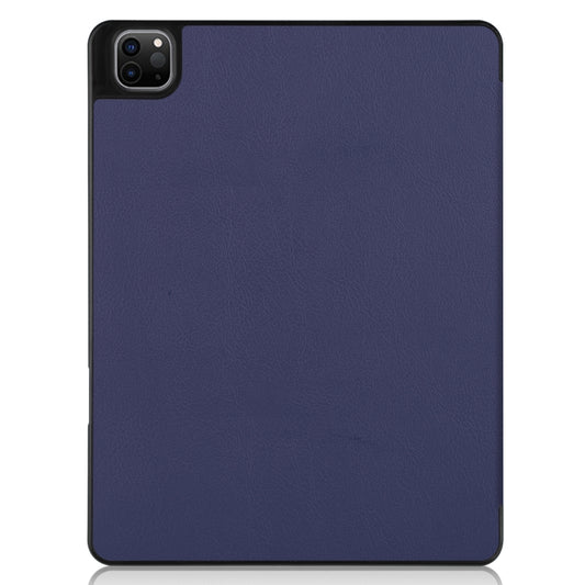 For iPad Pro 12.9 2022 / 2021 Horizontal Flip Honeycomb TPU + PU Leather Tablet Case with Three-folding Holder & Sleep / Wake-up Function & Pen Slot(Dark Blue) - iPad Pro 12.9 (2022/2021) Cases by buy2fix | Online Shopping UK | buy2fix