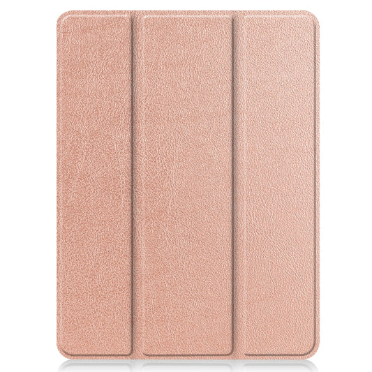 For iPad Pro 12.9 2022 / 2021 Horizontal Flip Honeycomb TPU + PU Leather Tablet Case with Three-folding Holder & Sleep / Wake-up Function & Pen Slot(Rose Gold) - iPad Pro 12.9 (2022/2021) Cases by buy2fix | Online Shopping UK | buy2fix