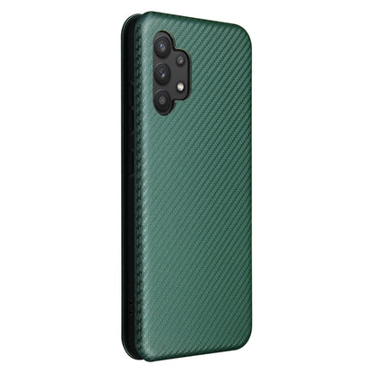 For Samsung Galaxy A32 4G Carbon Fiber Texture Horizontal Flip TPU + PC + PU Leather Case with Card Slot(Green) by buy2fix