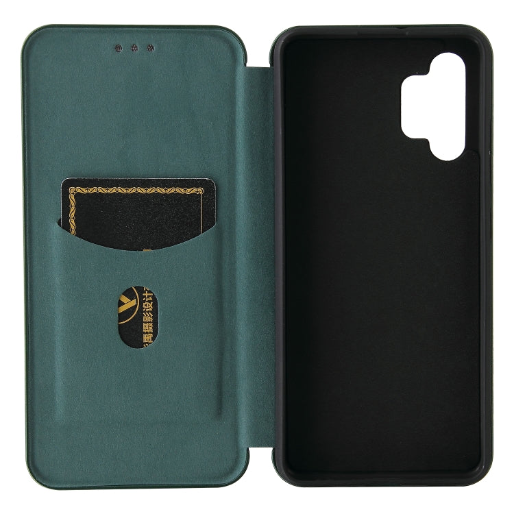 For Samsung Galaxy A32 4G Carbon Fiber Texture Horizontal Flip TPU + PC + PU Leather Case with Card Slot(Green) by buy2fix