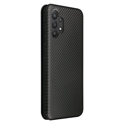 For Samsung Galaxy A32 4G Carbon Fiber Texture Horizontal Flip TPU + PC + PU Leather Case with Card Slot(Black) by buy2fix