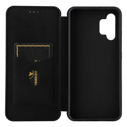 For Samsung Galaxy A32 4G Carbon Fiber Texture Horizontal Flip TPU + PC + PU Leather Case with Card Slot(Black) by buy2fix