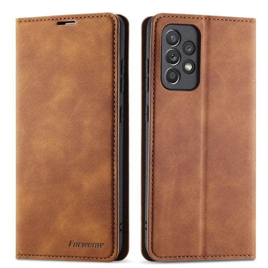 For Samsung Galaxy A52 5G / 4G Forwenw Dream Series Oil Edge Strong Magnetism Horizontal Flip Leather Case with Holder & Card Slots & Wallet & Photo Frame(Brown) - Galaxy Phone Cases by Forwenw | Online Shopping UK | buy2fix