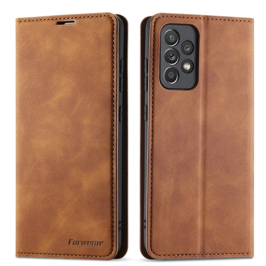 For Samsung Galaxy A52 5G / 4G Forwenw Dream Series Oil Edge Strong Magnetism Horizontal Flip Leather Case with Holder & Card Slots & Wallet & Photo Frame(Brown)