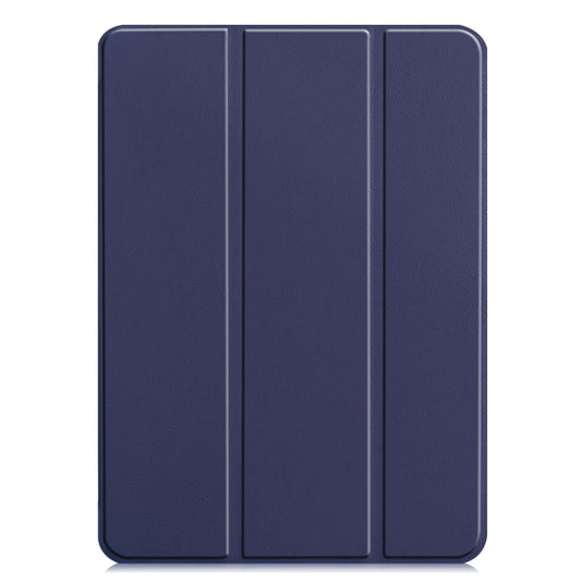 For  iPad Air 13 2024 / Pro 12.9 2022 Custer Texture 3-folding Smart Leather Tablet Case(Dark Blue) - iPad Pro 12.9 (2022/2021) Cases by buy2fix | Online Shopping UK | buy2fix