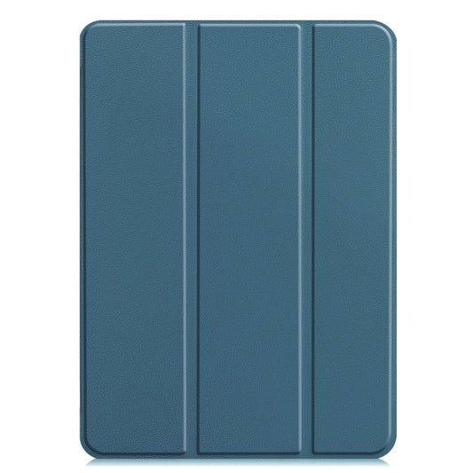 For  iPad Air 13 2024 / Pro 12.9 2022 Custer Texture 3-folding Smart Leather Tablet Case(Dark Green) - iPad Pro 12.9 (2022/2021) Cases by buy2fix | Online Shopping UK | buy2fix