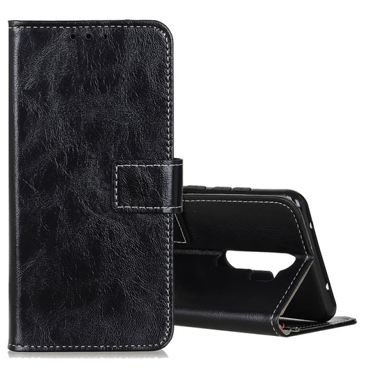 For OPPO A9 (2020) Retro Crazy Horse Texture Horizontal Flip Leather Case with Holder & Card Slots & Photo Frame & Wallet(Black) - OPPO Cases by buy2fix | Online Shopping UK | buy2fix
